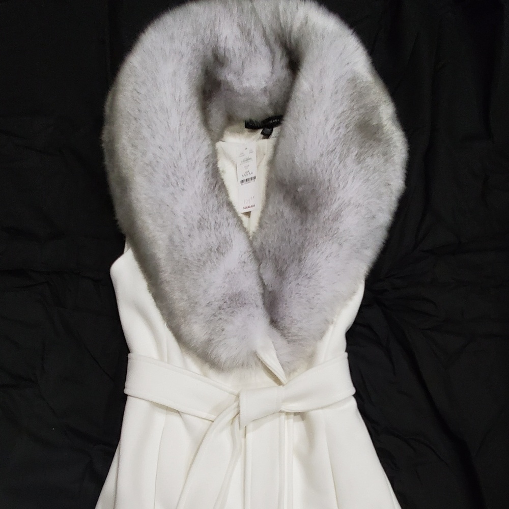 WHBM Faux Fur Collar Wrap Vest